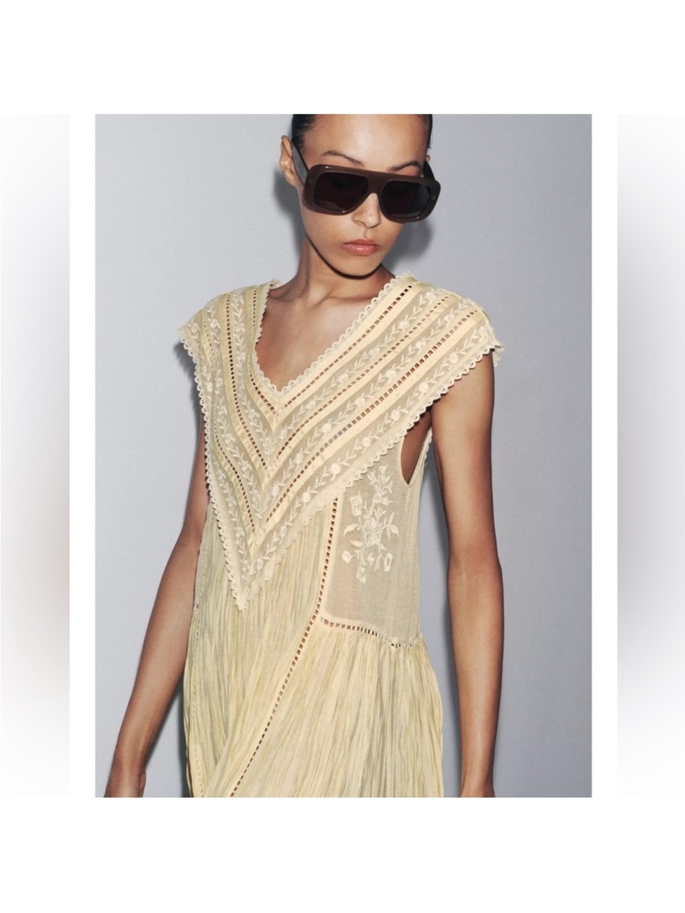 NWT Zara ZW collection Embroidered Pleated Dress Sz S